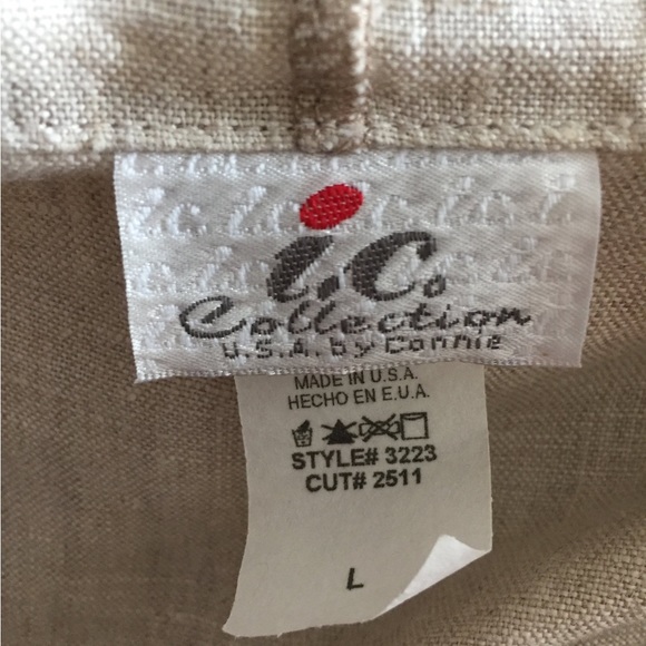 NEW i.c Collection Connie Sz L USA Linen Beige Jacket, Tank Top, & Pants 3pc Set - Picture 13 of 16